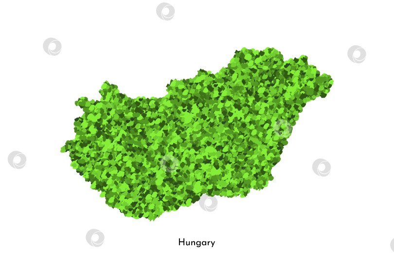Скачать Векторный изолированный значок упрощенной иллюстрации с ярко-зеленым силуэтом карты Венгрии. Эффект травянистой текстуры. Защита окружающей среды. Вздыхайте об экологической проблеме в этом районе и спасайте природу. фотосток Ozero