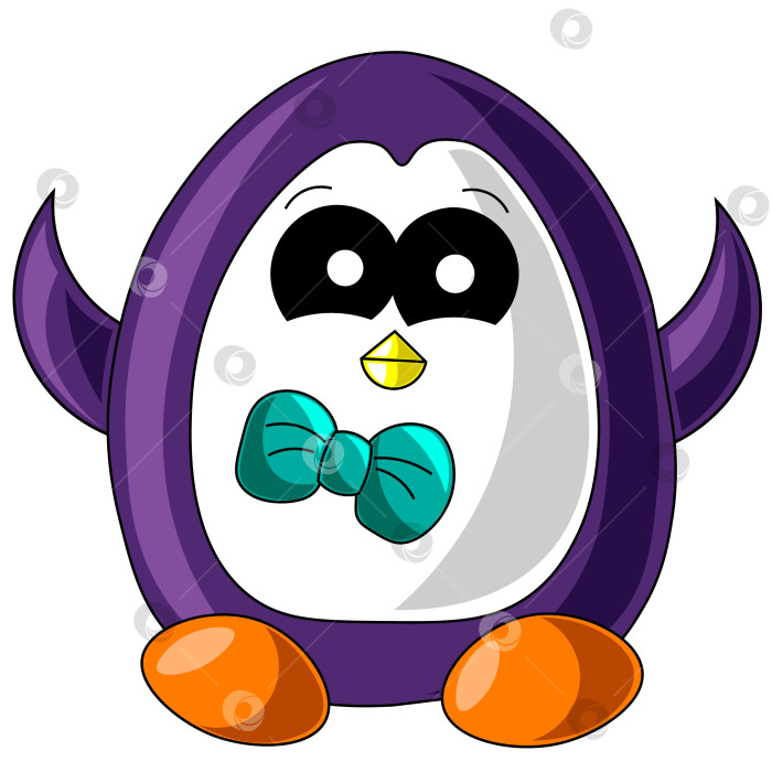 Скачать Милый мультяшный пингвин. Нарисуйте иллюстрацию в цвете фотосток Ozero