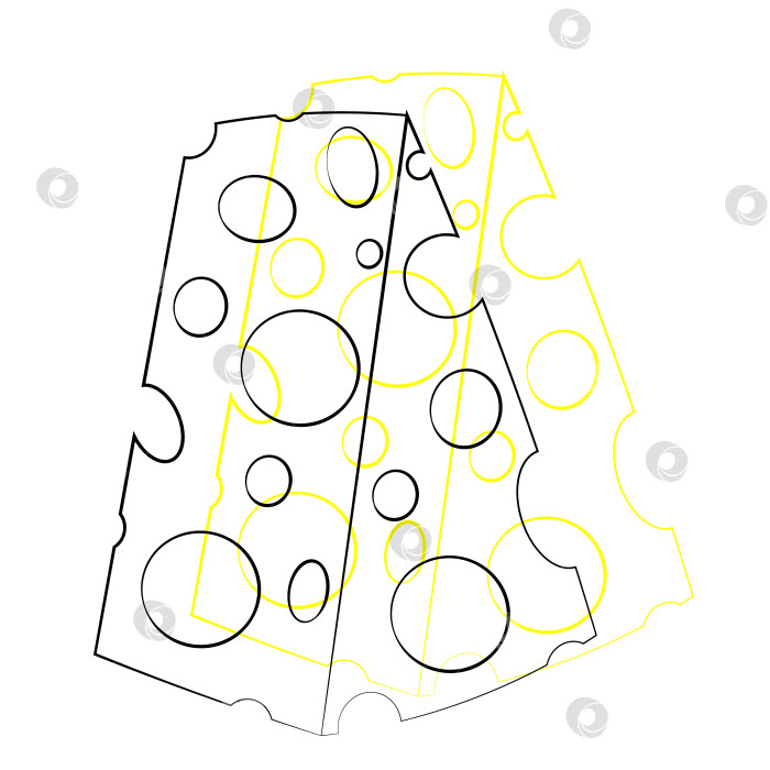 Скачать Цельный кусочек сыра. Нарисуйте иллюстрацию черным и желтым фотосток Ozero