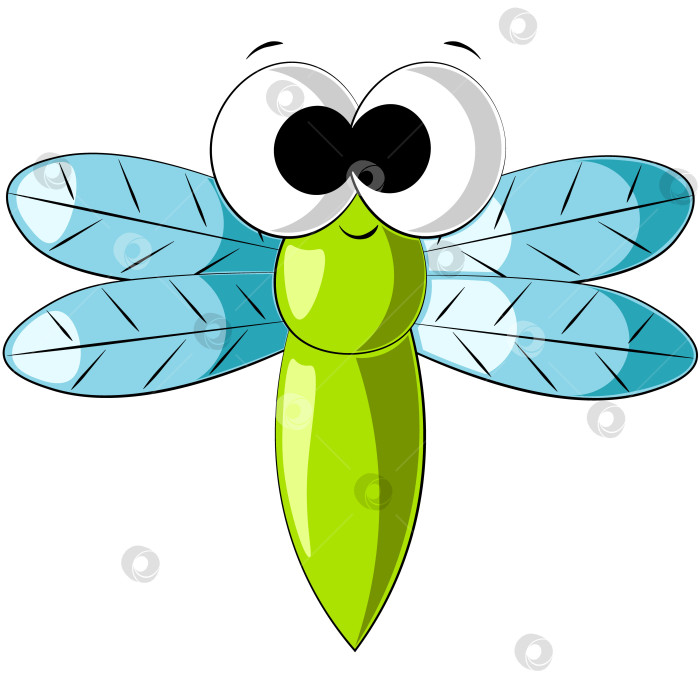 Скачать Cute cartoon Dragonfly. Draw illustration in color фотосток Ozero