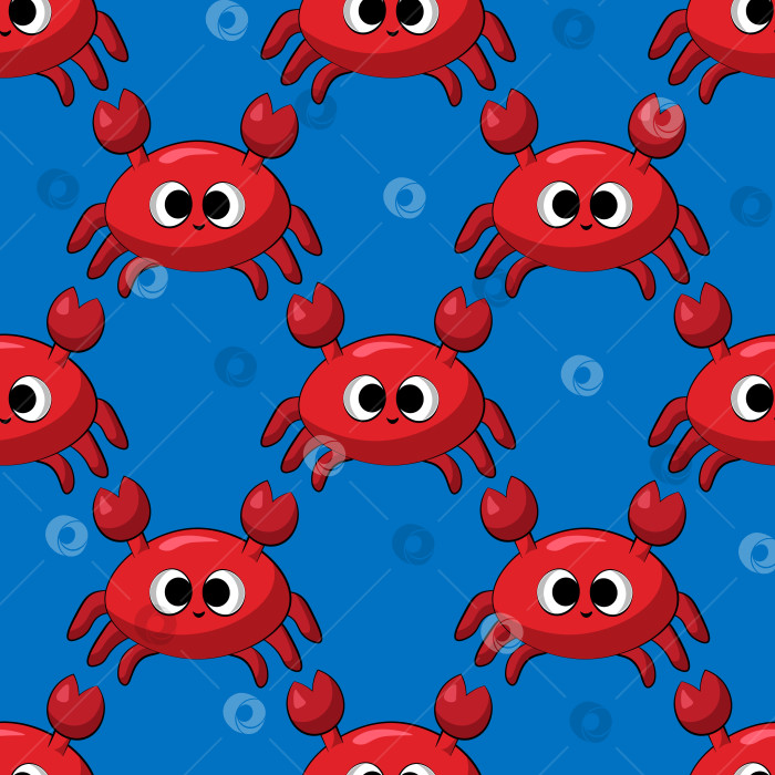 Скачать Seamless vector pattern with cute cartoon crab фотосток Ozero