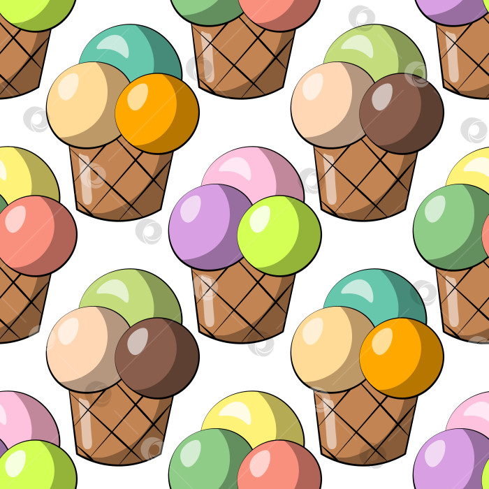 Скачать Seamless vector pattern with color ice cream фотосток Ozero