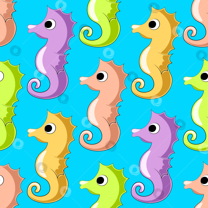 Скачать Seamless vector pattern with color little seahorse фотосток Ozero