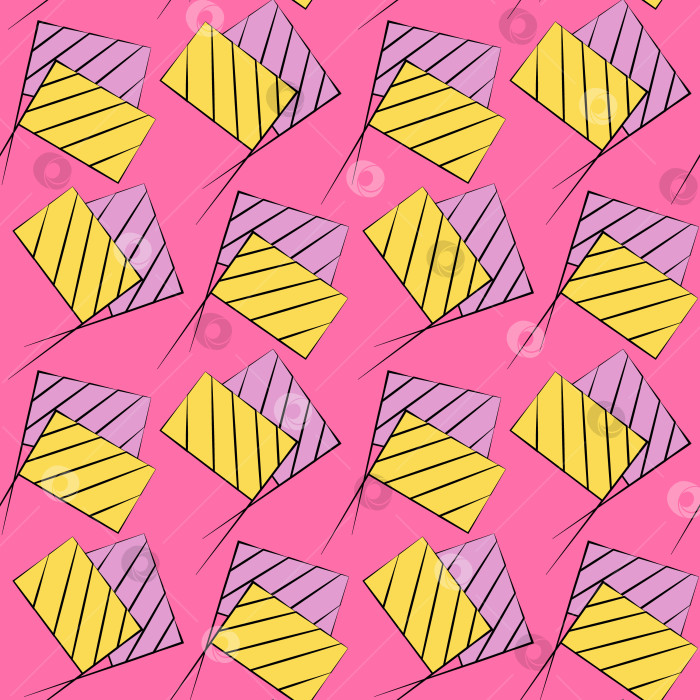 Скачать Seamless vector pattern with outline flag stick фотосток Ozero