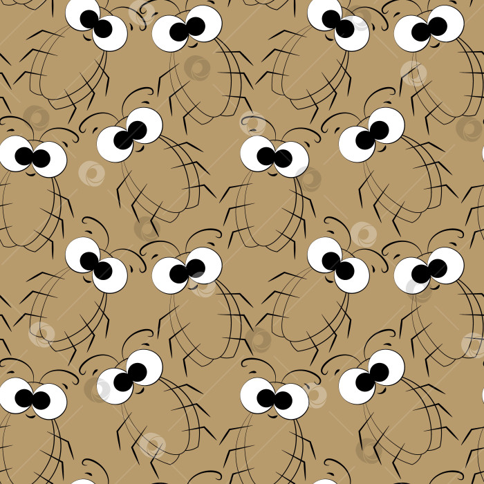 Скачать Seamless vector pattern with outline cute brown cockroach фотосток Ozero