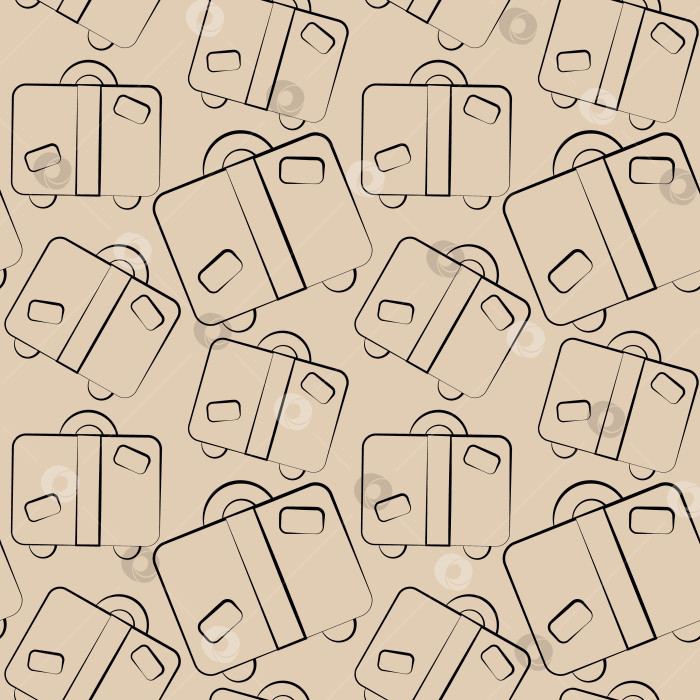 Скачать Seamless vector pattern with outline beige suitcase фотосток Ozero