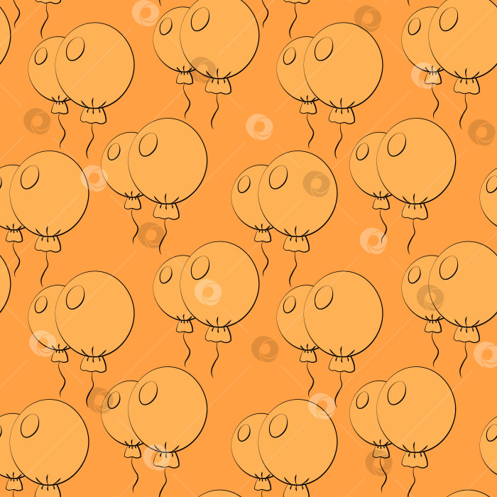 Скачать Seamless vector pattern with outline orange air balloon фотосток Ozero