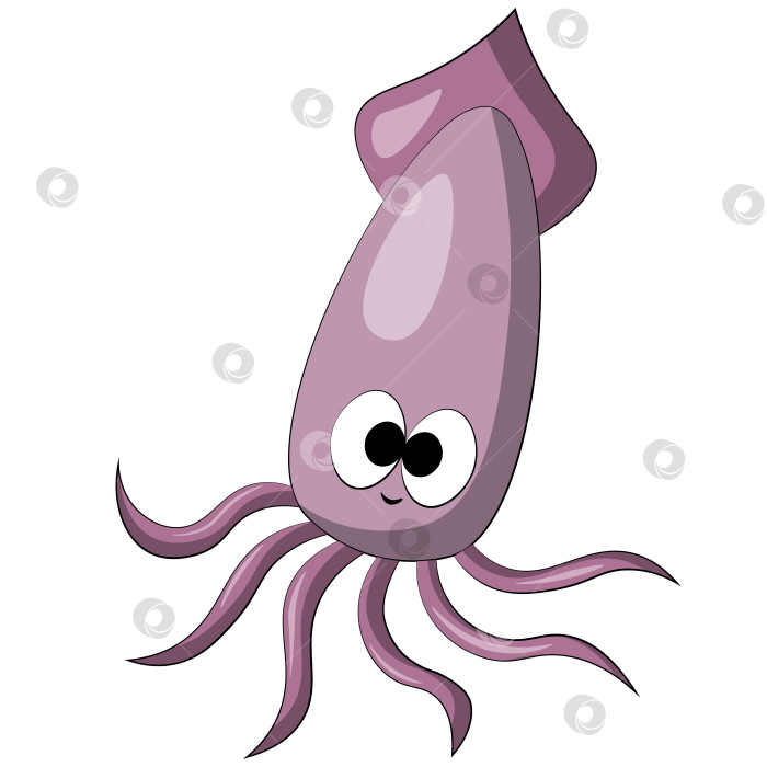 Скачать Cute cartoon Squid. Draw illustration in color фотосток Ozero