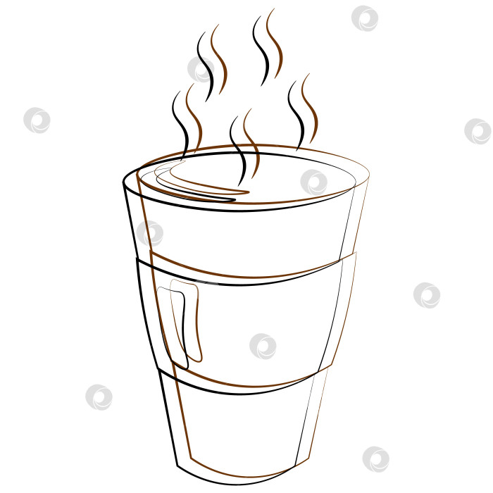 Скачать Single element paper Coffee Cup. Draw illustration in black and brown фотосток Ozero