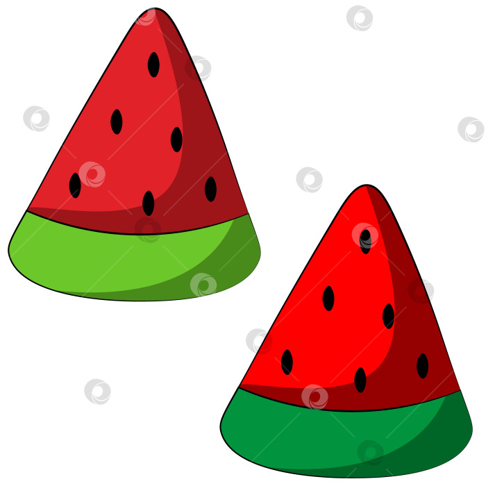 Скачать Single element Watermelom slice. Draw illustration in color фотосток Ozero