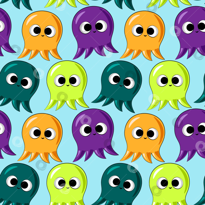 Скачать Seamless vector pattern with colors little octopus фотосток Ozero