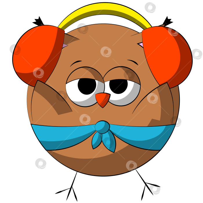 Скачать Cute cartoon Owl in headphone. Draw illustration in color фотосток Ozero