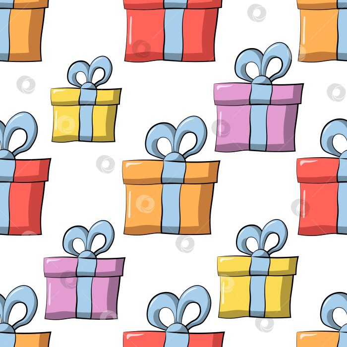 Скачать Seamless vector pattern with color gift box фотосток Ozero