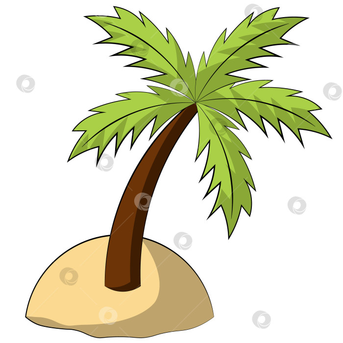 Скачать Single element Island with palm tree. Draw illustration in color фотосток Ozero