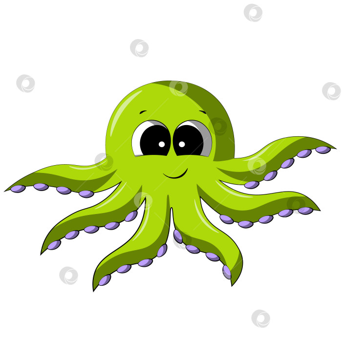 Скачать Cute cartoon Octopus. Draw illustration in color фотосток Ozero