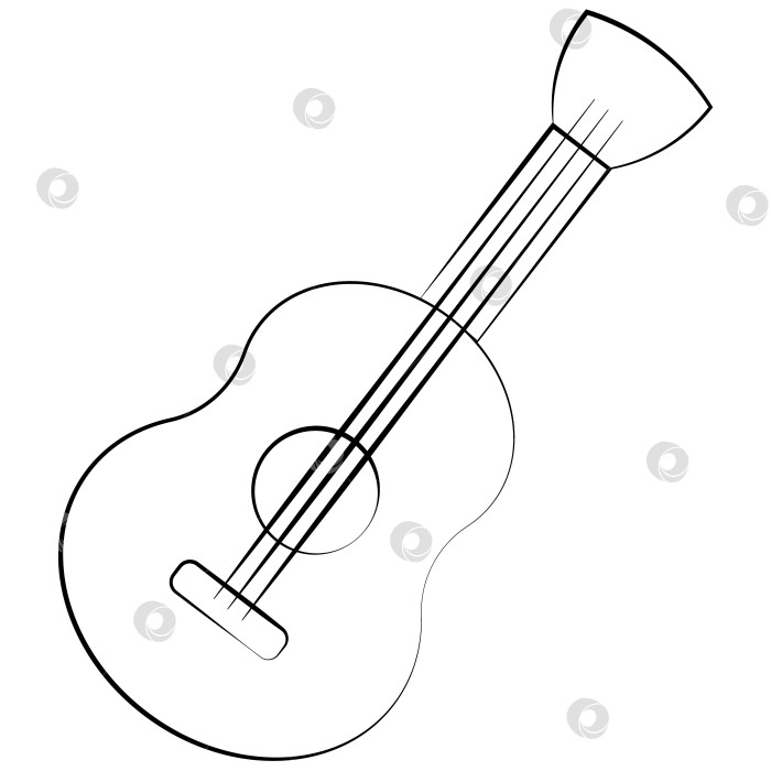 Скачать Single element Guitar. Draw illustration in black and white фотосток Ozero