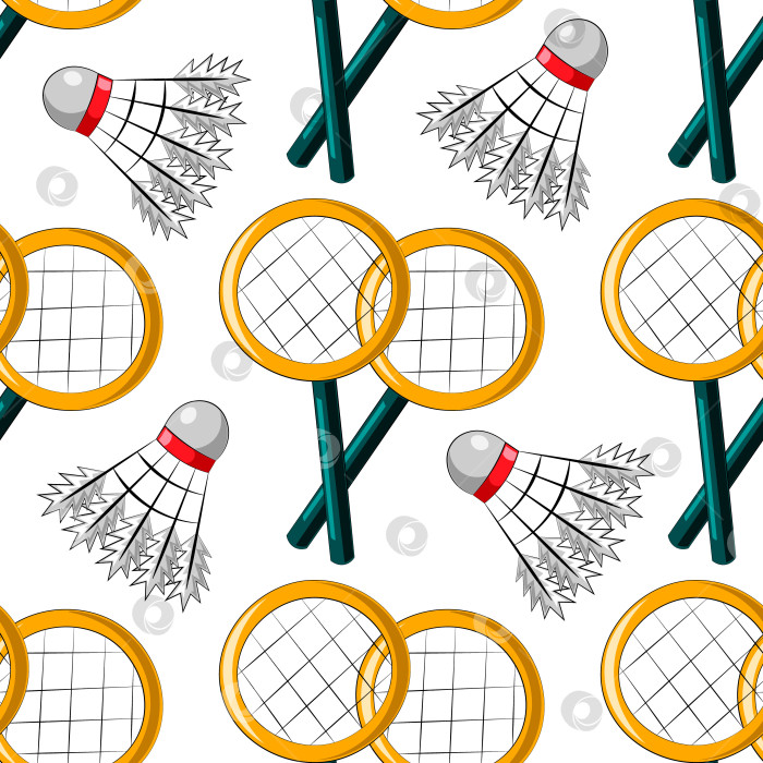 Скачать Seamless vector pattern with shuttlecock and racket фотосток Ozero