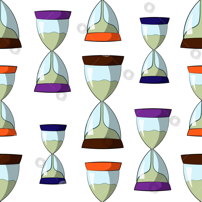 Скачать Seamless vector pattern with color cartoon hourglass фотосток Ozero