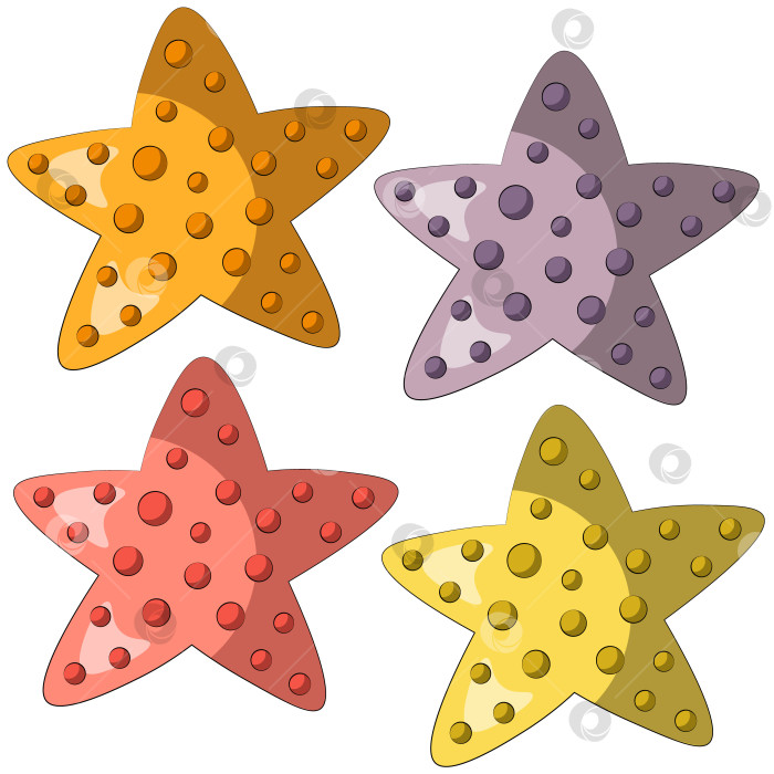 Скачать Mini set cartoon Starfish. Draw illustration in color фотосток Ozero
