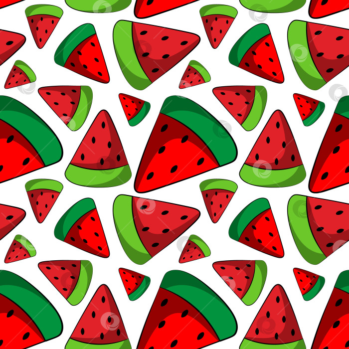 Скачать Seamless vector pattern with red Watermelom slice фотосток Ozero