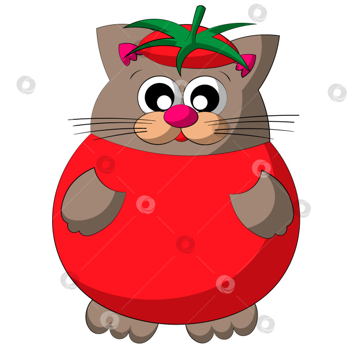 Скачать Милый мультяшный кот в томате. Нарисуйте иллюстрацию в цвете фотосток Ozero