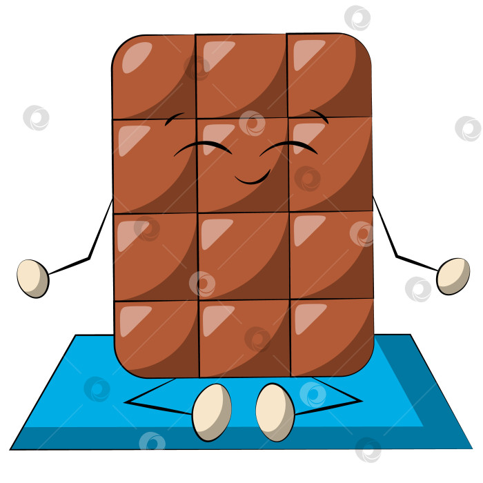 Скачать Милый мультяшный шоколадный персонаж в медитации. Нарисуйте иллюстрацию в цвете фотосток Ozero