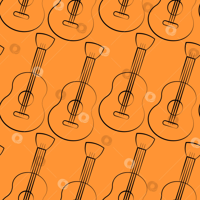 Скачать Seamless vector pattern with outline orange guitar фотосток Ozero