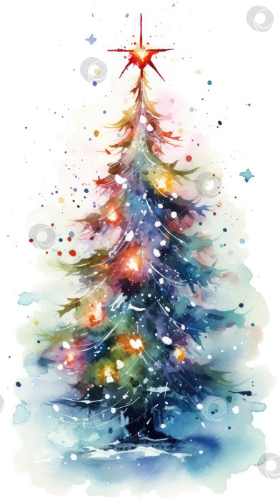 Скачать Красочная акварельная фоновая иллюстрация рождественской елки для рождественской поздравительной открытки фотосток Ozero