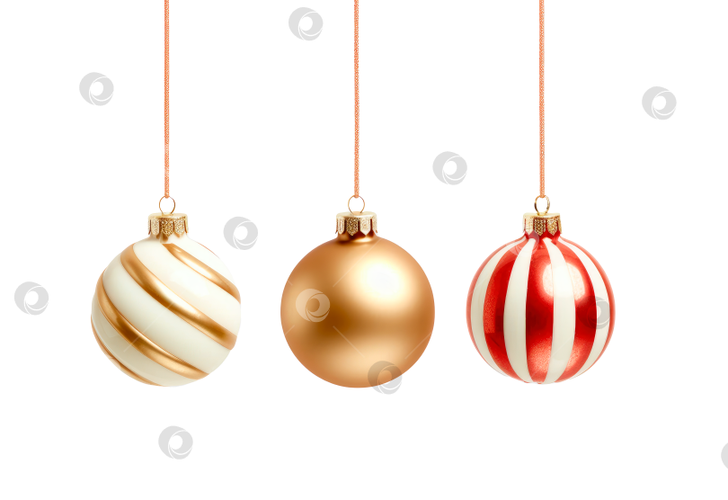 Скачать Рождественский набор подвесных стеклянных шаров с изолированным фоном для вашей дизайнерской открытки, баннера или обоев. фотосток Ozero