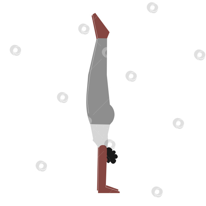 Скачать Vector isolated illustration with flat female african american character. Sportive woman learns Balancing posture Adho Mukha Vrksasana at yoga class. Fitness exercise - Handstand Pose фотосток Ozero