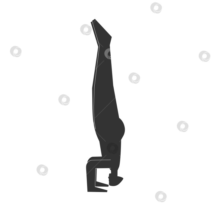 Скачать Peoples 634Vector isolated illustration with flat black silhouette of female character. Sportive woman learns yoga posture Salamba Sirsasana. Fitness exercise - Supported Headstand Pose. Minimalistic design фотосток Ozero