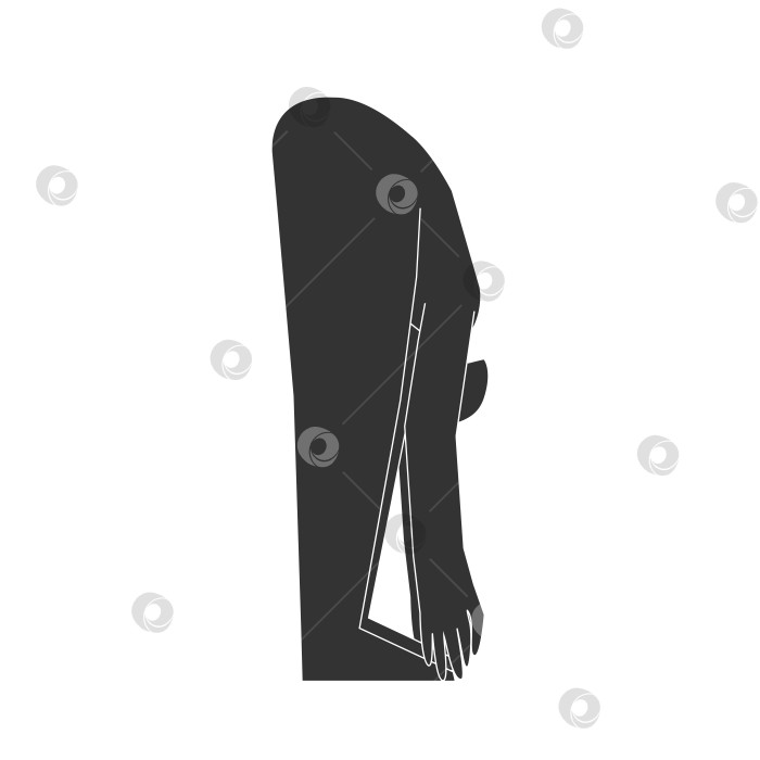 Скачать Vector isolated illustration with flat black silhouette of female character. Sportive woman learns yoga posture Padangusthasana. Fitness exercise - Big Toe Pose. Minimalistic design фотосток Ozero