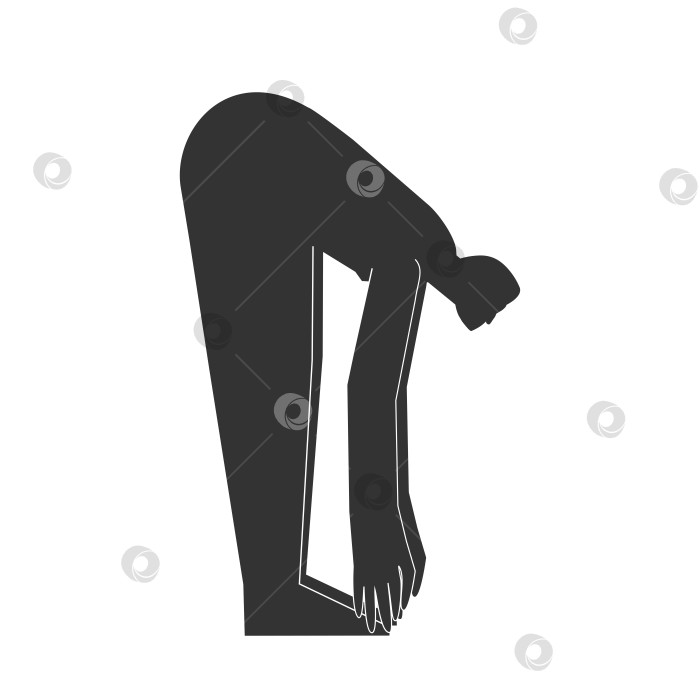 Скачать Vector isolated illustration with flat black silhouette of female character. Sportive woman learns yoga posture Ardha Uttanasana. Fitness exercise - Half Standing Forward Bend. Minimalistic design фотосток Ozero
