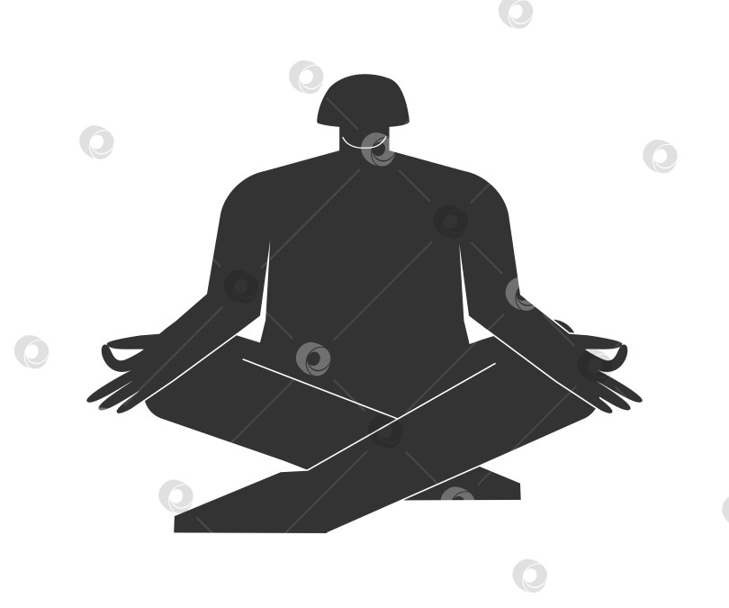 Скачать Vector isolated illustration with flat black silhouette of female person doing finess. Athletic woman learns yoga posture - Sukhasana. Sportive exercise - Easy Pose фотосток Ozero