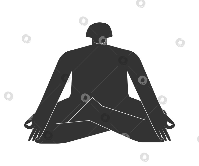 Скачать Vector isolated illustration with flat black silhouette of female person doing finess. Athletic woman learns yoga posture - Adept Pose. Sportive exercise - Siddha Yoni Asana фотосток Ozero