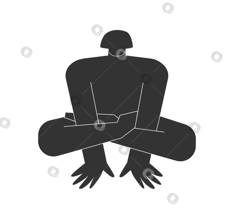 Скачать Vector isolated illustration with flat black silhouette of female person doing finess. Athletic woman learns yoga posture - Kukkutasana; Sportive exercise - Cockerel Pose фотосток Ozero