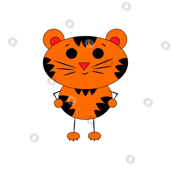 Скачать Милый мультяшный тигр. Нарисуйте иллюстрацию в цвете фотосток Ozero
