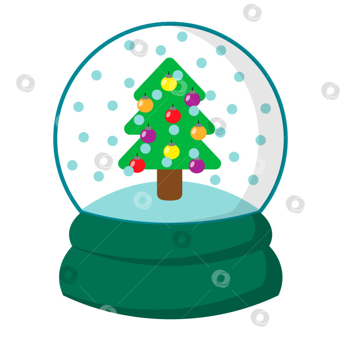 Скачать Рождественский снежок с рождественской елкой. Нарисуйте иллюстрацию в цвете фотосток Ozero