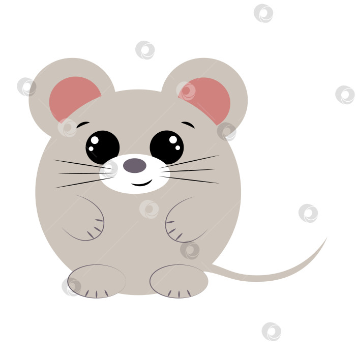 Скачать Симпатичная мультяшная круглая мышка. Нарисуйте иллюстрацию в цвете фотосток Ozero