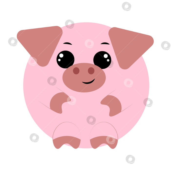 Скачать Симпатичная мультяшная круглая свинья. Нарисуйте иллюстрацию в цвете фотосток Ozero