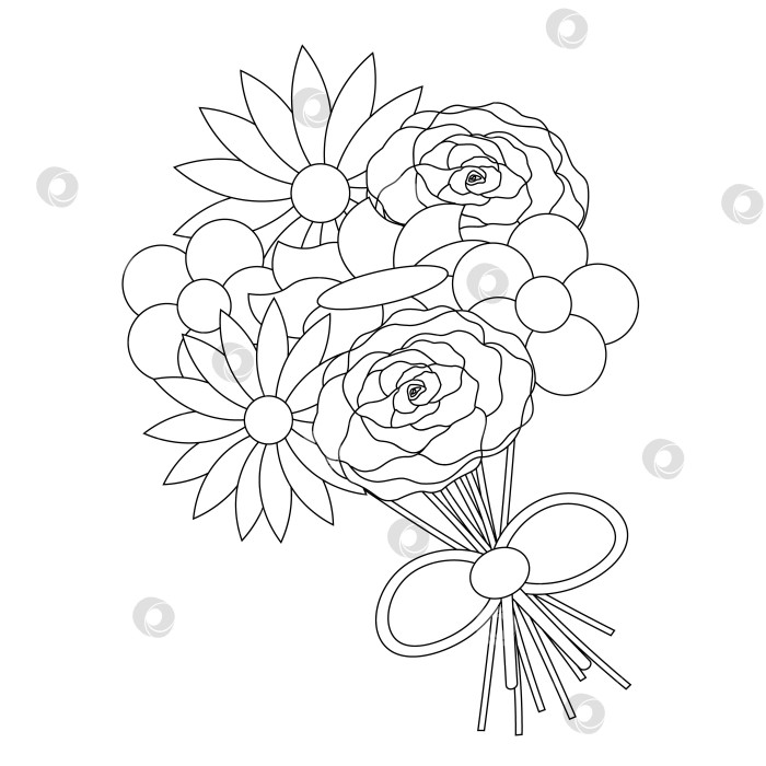 Скачать Букет с цветком. Нарисуйте иллюстрацию в черно-белом цвете фотосток Ozero