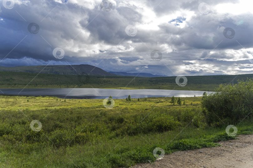 Скачать Озеро в предгорьях Восточных Саян. Сибирь, Россия. фотосток Ozero