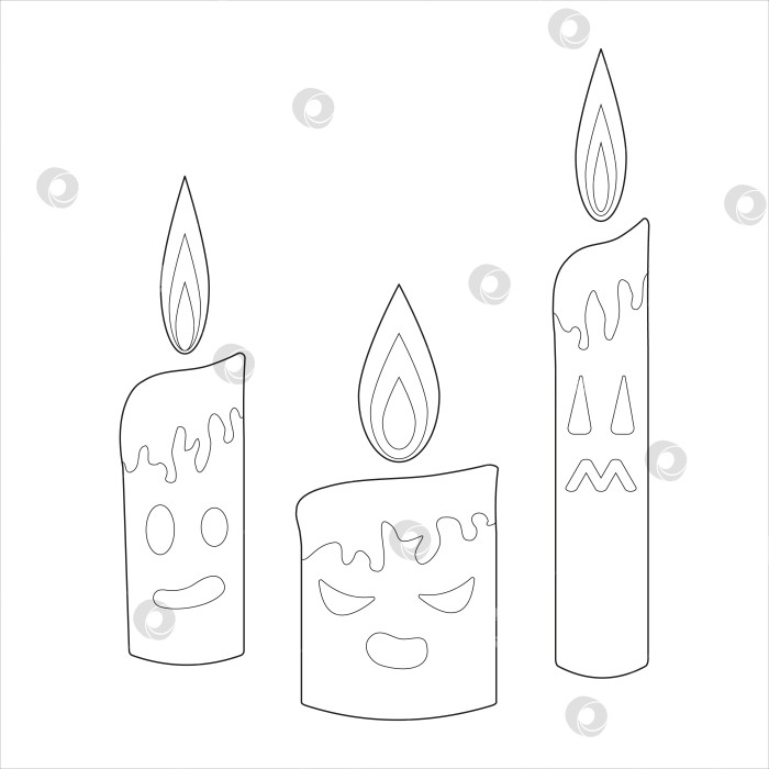 Скачать Раскраска для детей "Белые свечи на Хэллоуин". Векторная иллюстрация фотосток Ozero