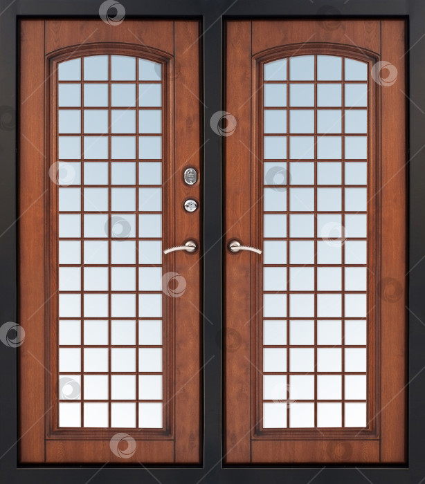 Скачать Модель двойных входных металлических дверей, выделенных на белом фоне фотосток Ozero