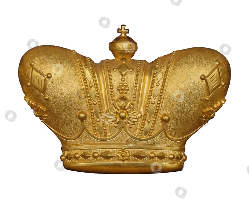 Скачать Золотая корона, выделенная на белом фоне. Элемент дизайна с контуром отсечения фотосток Ozero
