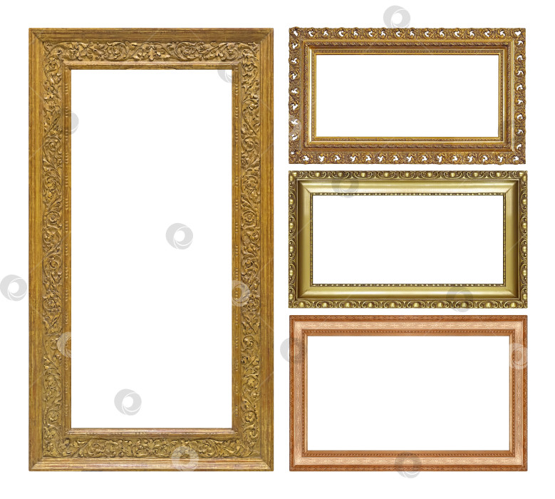 Скачать Набор золотых рам для картин, зеркал или фотографий, выделенных на белом фоне фотосток Ozero