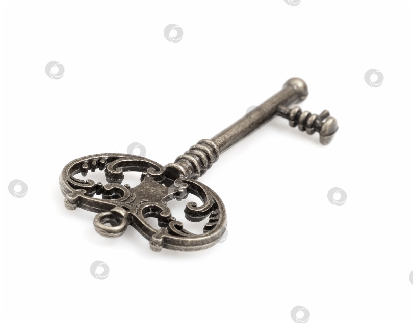 Скачать Старый серебряный ключ, выделенный на белом фоне фотосток Ozero