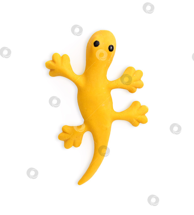 Скачать Желтая ящерица (магнит), изолированная на белом фоне. Элемент дизайна с контуром отсечения фотосток Ozero