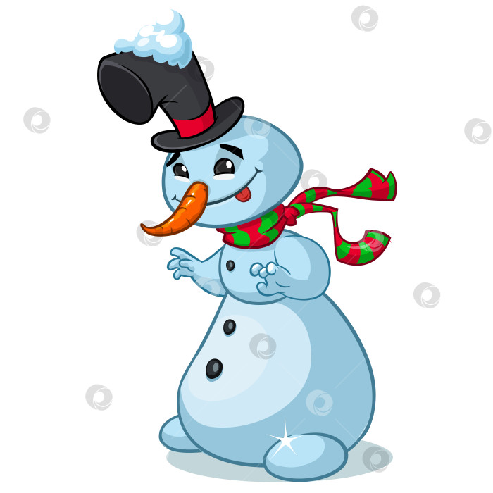 Скачать Мультяшный снеговик. Иллюстрация рождественского снеговика фотосток Ozero