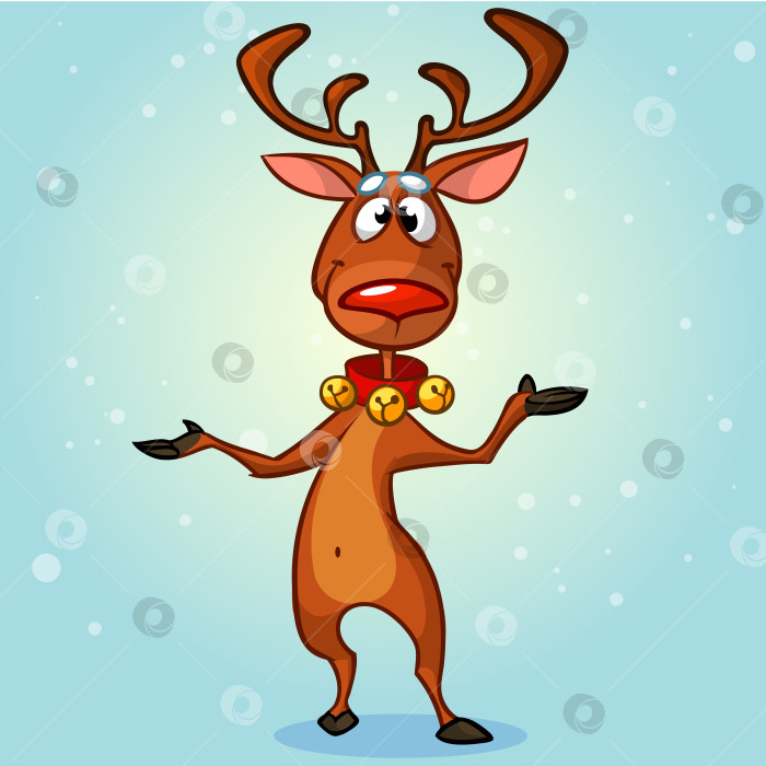 Скачать Мультяшный рождественский олень с красным носом. Векторная иллюстрация фотосток Ozero